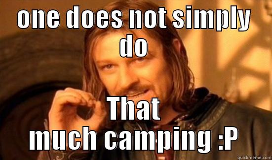 ONE DOES NOT SIMPLY DO THAT MUCH CAMPING :P Boromir