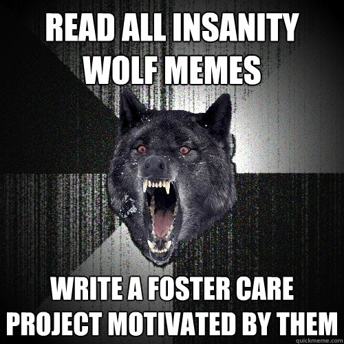 read all insanity wolf memes write a foster care project motivated by them  Insanity Wolf