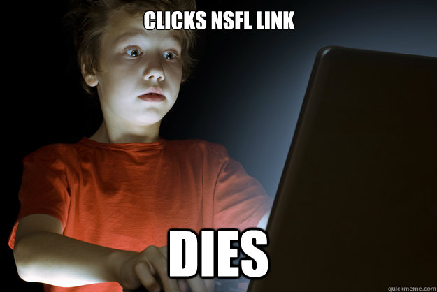 clicks nsfl link dies  scared first day on the internet kid