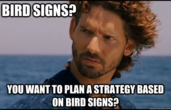 Bird Signs? You want to plan a strategy based on bird signs? - Bird Signs? You want to plan a strategy based on bird signs?  Skeptical Hector