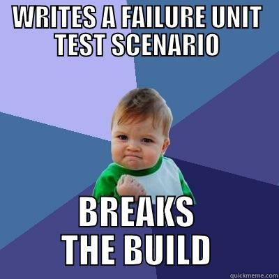 WRITES A FAILURE UNIT TEST SCENARIO BREAKS THE BUILD Success Kid