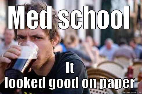 MED SCHOOL IT LOOKED GOOD ON PAPER Lazy College Senior