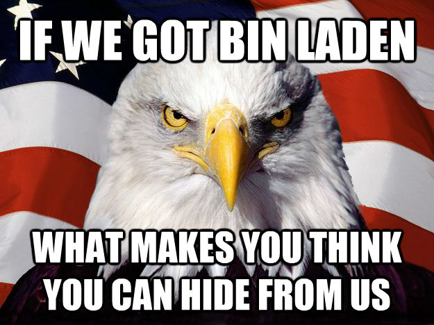 IF WE GOT BIN LADEN WHAT MAKES YOU THINK YOU CAN HIDE FROM US  One-up America