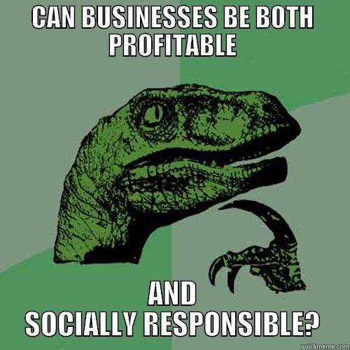CAN BUSINESSES BE BOTH PROFITABLE AND SOCIALLY RESPONSIBLE? Philosoraptor