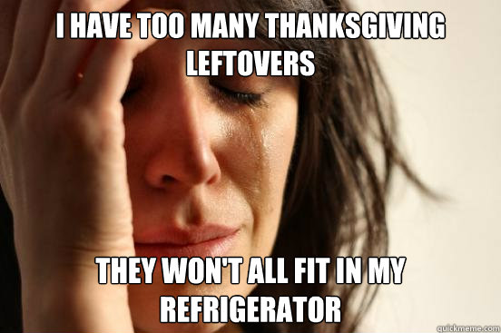 i have too many thanksgiving leftovers they won't all fit in my refrigerator   First World Problems