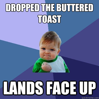 dropped the buttered toast lands face up  Success Kid
