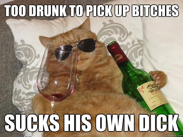 too drunk to pick up bitches sucks his own dick - too drunk to pick up bitches sucks his own dick  Party Cat