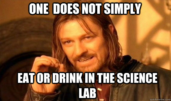 One  does not simply Eat or Drink in the science Lab  Boromir