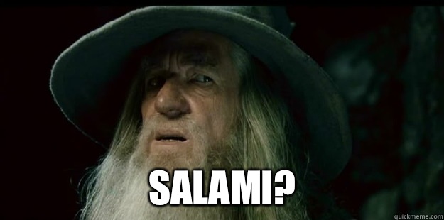                           Salami?  I have no memory Gandalf