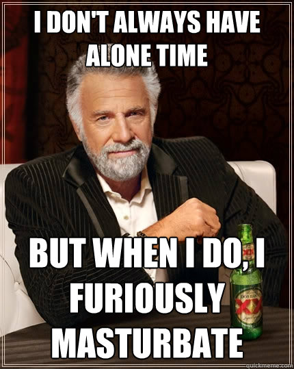 I don't always have alone time but when i do, i furiously masturbate  The Most Interesting Man In The World
