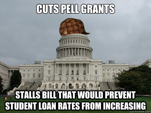 CUTS PELL GRANTS STALLS BILL THAT WOULD PREVENT STUDENT LOAN RATES FROM INCREASING  