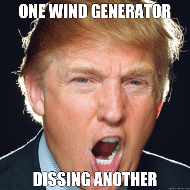 ONE WIND GENERATOR DISSING ANOTHER  