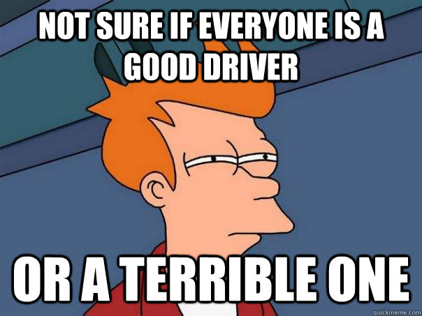 Not sure if everyone is a good driver Or a terrible one - Not sure if everyone is a good driver Or a terrible one  Futurama Fry