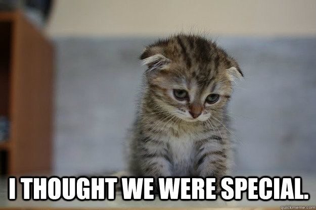  I thought we were special.  Sad Kitten