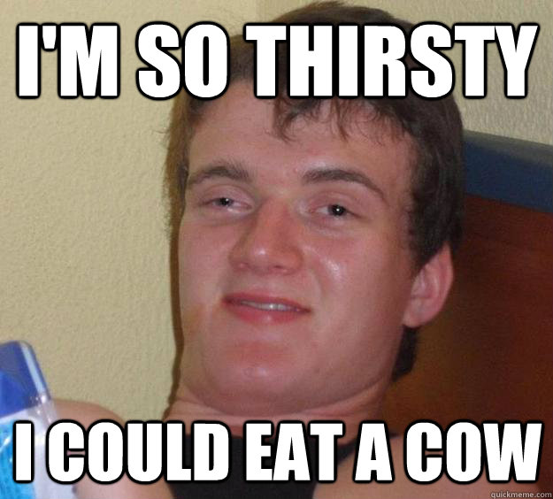 i'm so thirsty I could eat a cow  10 Guy