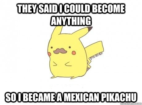 They said I could become anything So I became a Mexican Pikachu  Mexican Pikachu