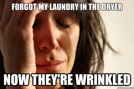 forgot my laundry in the dryer Now they're wrinkled  First World Problems
