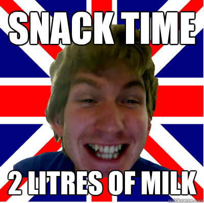 Snack time 2 litres of milk  