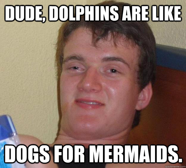 Dude, Dolphins are like dogs for mermaids.  10 Guy