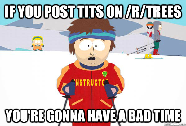 If you post tits on /r/trees You're gonna have a bad time  Super Cool Ski Instructor