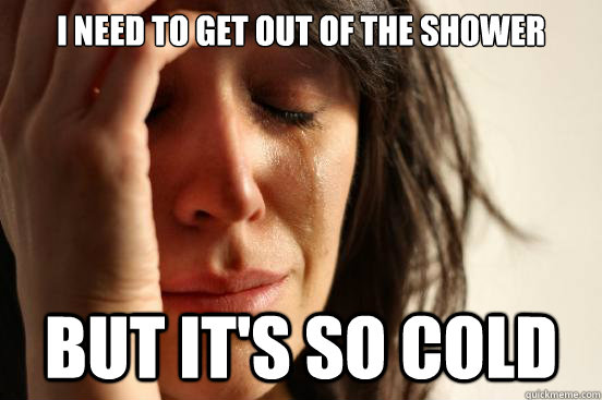 i need to get out of the shower but it's so cold  First World Problems