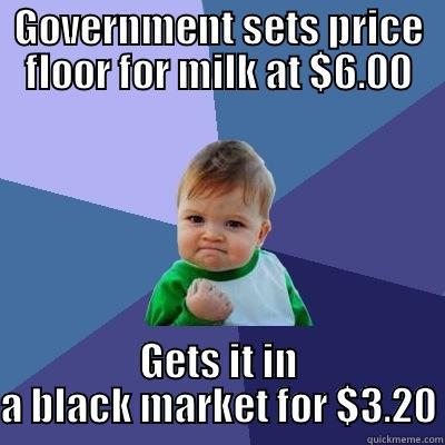 GOVERNMENT SETS PRICE FLOOR FOR MILK AT $6.00 GETS IT IN A BLACK MARKET FOR $3.20 Success Kid