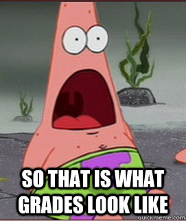  So that is what grades look like  -  So that is what grades look like   Surprised Patrick