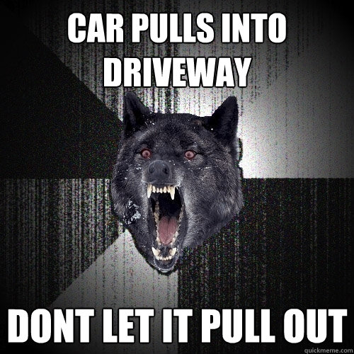 Car pulls into driveway dont let it pull out  Insanity Wolf