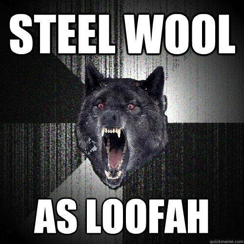 Steel wool  as loofah   Insanity Wolf