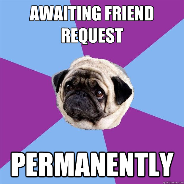 Awaiting Friend request Permanently  Lonely Pug
