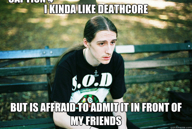 i kinda like deathcore but is affraid to admit it in front of my friends Caption 3 goes here Caption 4 goes here  First World Metal Problems
