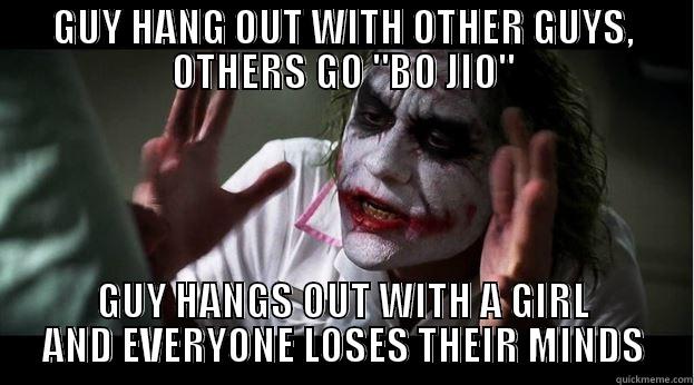 GUY HANG OUT WITH OTHER GUYS, OTHERS GO 