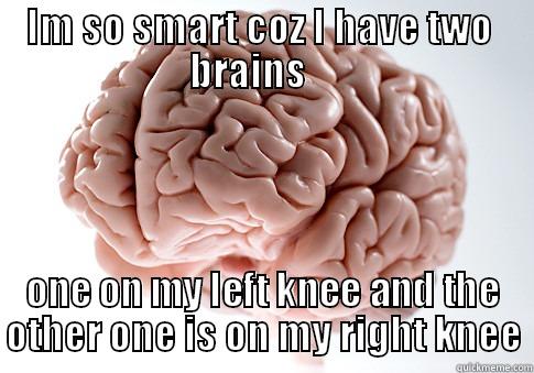 seems moron -    IM SO SMART COZ I HAVE TWO        BRAINS        ONE ON MY LEFT KNEE AND THE OTHER ONE IS ON MY RIGHT KNEE Scumbag Brain