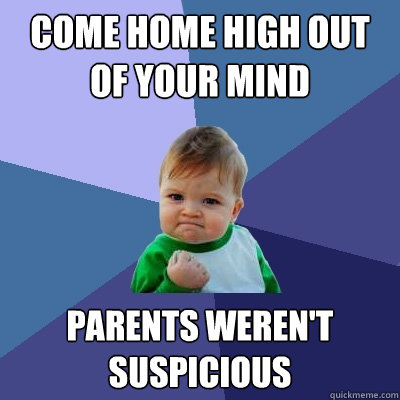 Come home high out of your mind Parents weren't suspicious  - Come home high out of your mind Parents weren't suspicious   Success Kid