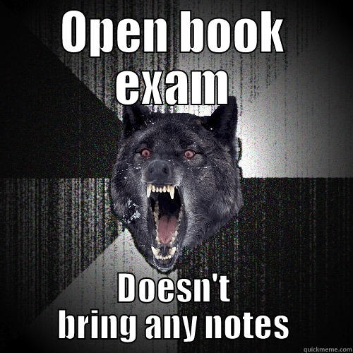 OPEN BOOK EXAM DOESN'T BRING ANY NOTES Insanity Wolf