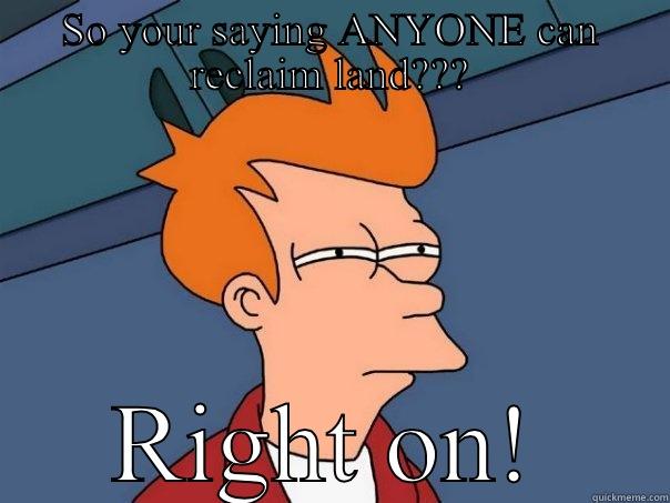 Land management - SO YOUR SAYING ANYONE CAN RECLAIM LAND??? RIGHT ON! Futurama Fry