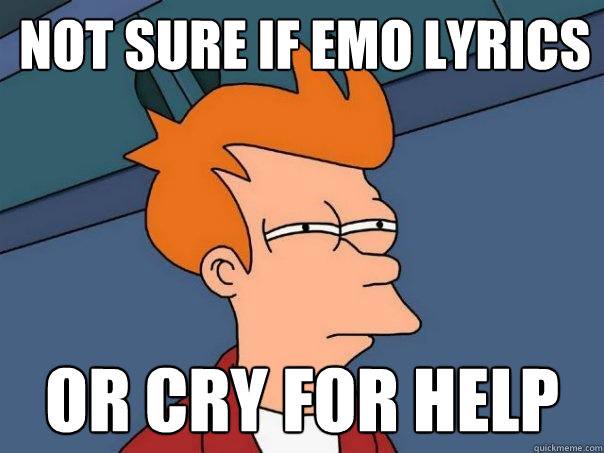 Not sure if Emo lyrics Or cry for help  Futurama Fry