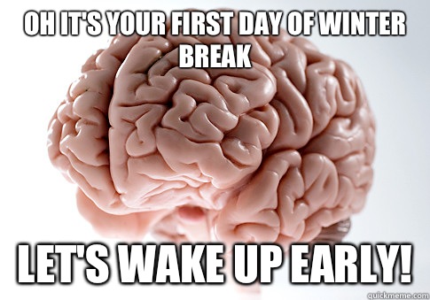 Oh it's your first day of winter break Let's wake up early!  Scumbag Brain