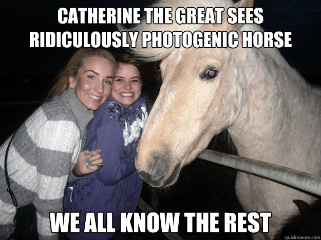 Catherine the Great sees Ridiculously Photogenic Horse We all know the rest  Ridiculously Photogenic Horse