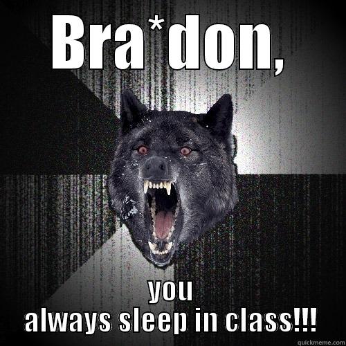 BRA*DON, YOU ALWAYS SLEEP IN CLASS!!! Insanity Wolf
