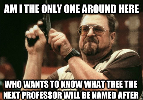 Am I the only one around here who wants to know what tree the next professor will be named after - Am I the only one around here who wants to know what tree the next professor will be named after  Am I the only one
