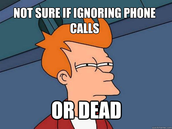 Not sure if ignoring phone calls or dead  Futurama Fry