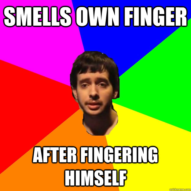 Smells own finger after fingering himself  Fragger Sucks
