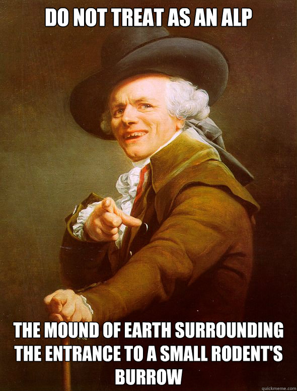 do not treat as an alp the mound of earth surrounding the entrance to a small rodent's burrow  Joseph Ducreux