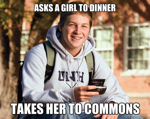 Asks a girl to dinner Takes her to Commons  College Freshman