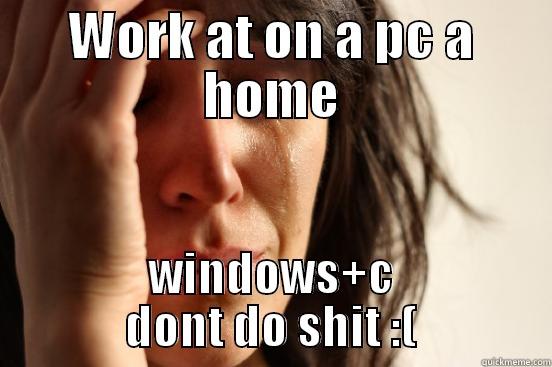 WORK AT ON A PC A HOME WINDOWS+C DONT DO SHIT :( First World Problems