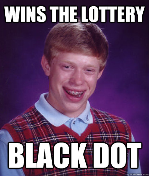 Wins the lottery Black Dot  Bad Luck Brian