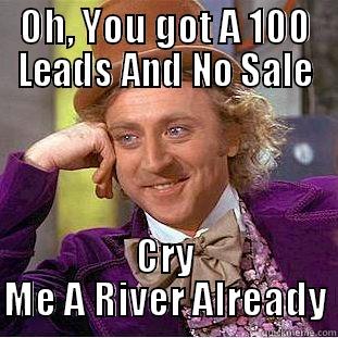 OH, YOU GOT A 100 LEADS AND NO SALE CRY ME A RIVER ALREADY Condescending Wonka