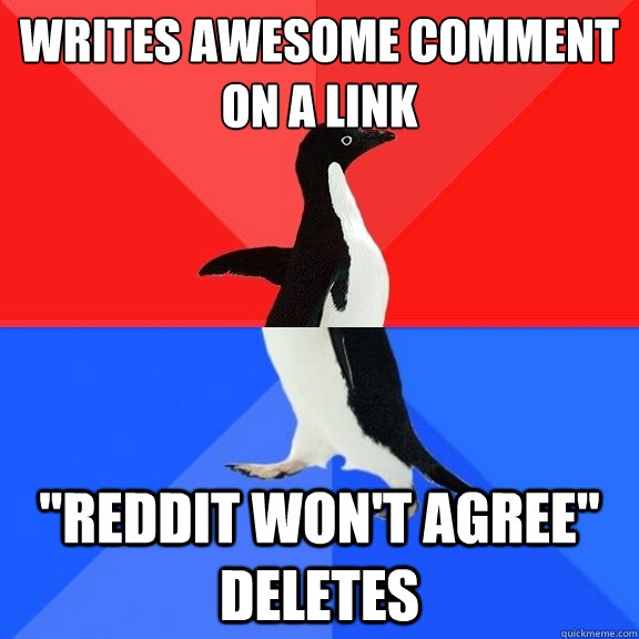 Writes awesome comment on a link 