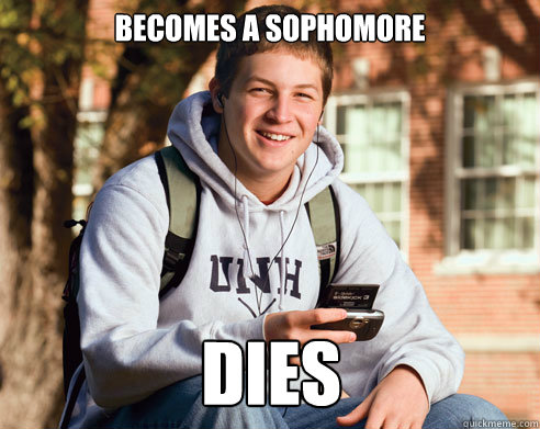 Becomes a Sophomore   dies  College Freshman